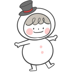 눈사람 의상을 입은 캐릭터 일러스트