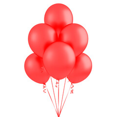 Red flying balloons - 3D Render