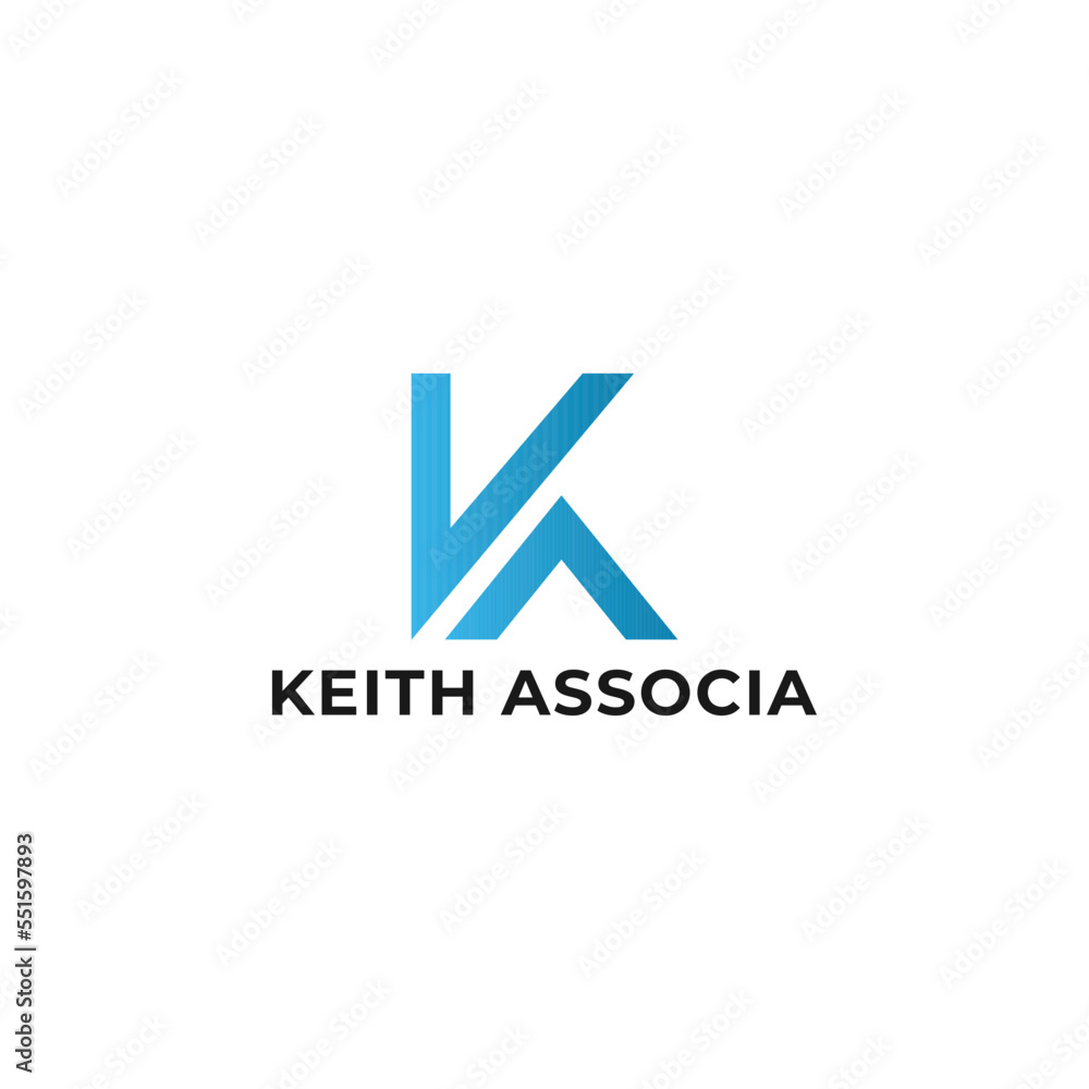 Poster abstract initial letter ka or ak logo in blue color isolated in white background applied for busines