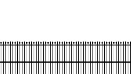 Old rustic fence silhouette isolated.