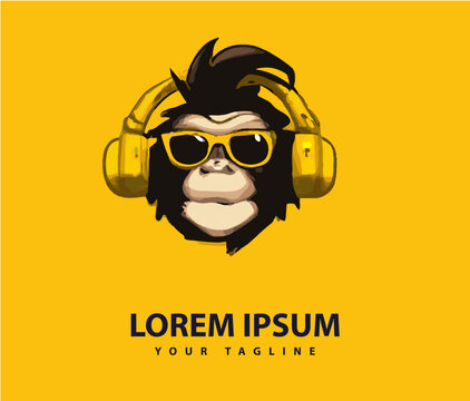Awesome cool monkey logo design. Vector illustration.