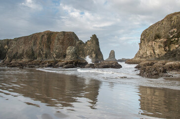 rocky outcroppings at Coquille Point, Bandon beach, Oregon, USA