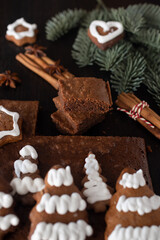 sweet home made christmas gingerbread chocolate brownies,
