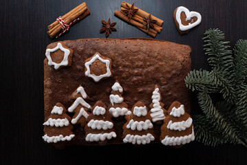 sweet home made christmas gingerbread chocolate brownies,