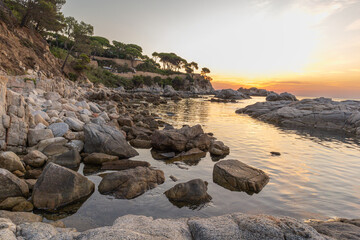 Sunrise on the Aro beach in Girona