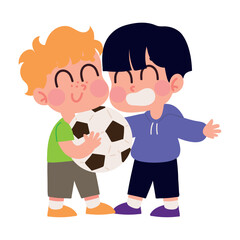 happy boys with ball