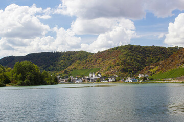 View of Treis-Karden town with the Moselle river in Germany