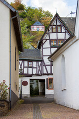 Treis-Karden town with the Moselle river in Rhineland-Palatinate, Germany - obrazy, fototapety, plakaty