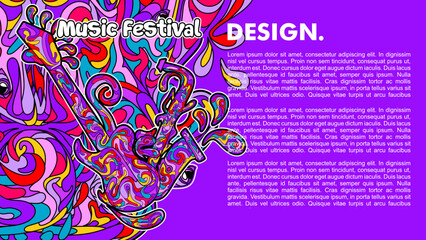music festival poster template, abstract colorful background for music festival
