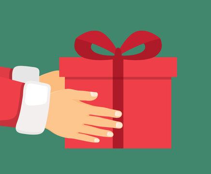 santa claus hand's with gift - vector illustration