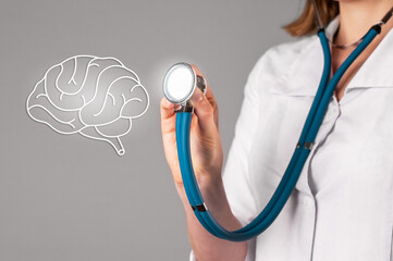 Brain, neurology health concept. Neurologist diagnose organ health