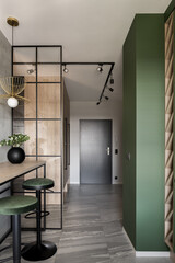 Stylish apartment interior with modern kitchen