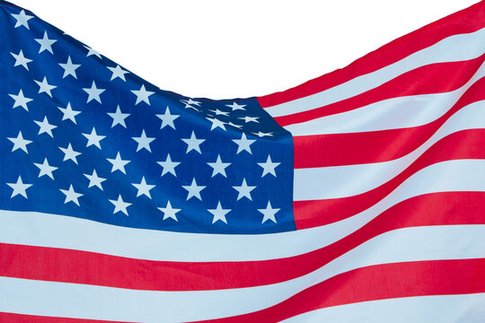 USA flag cut out on a white background. The concept of national holidays, and on top there is a place for your text or image