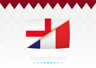 National football team England vs France, Quarter finals. Soccer 2022 match versus icon.