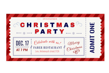 A ticket to a Christmas party. Admit one - obrazy, fototapety, plakaty