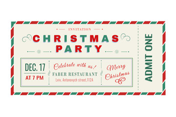 A ticket to a Christmas party. Admit one. Vintage