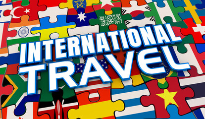 International Travel Tourism Countries Around World Flags Puzzle 3d Illustration