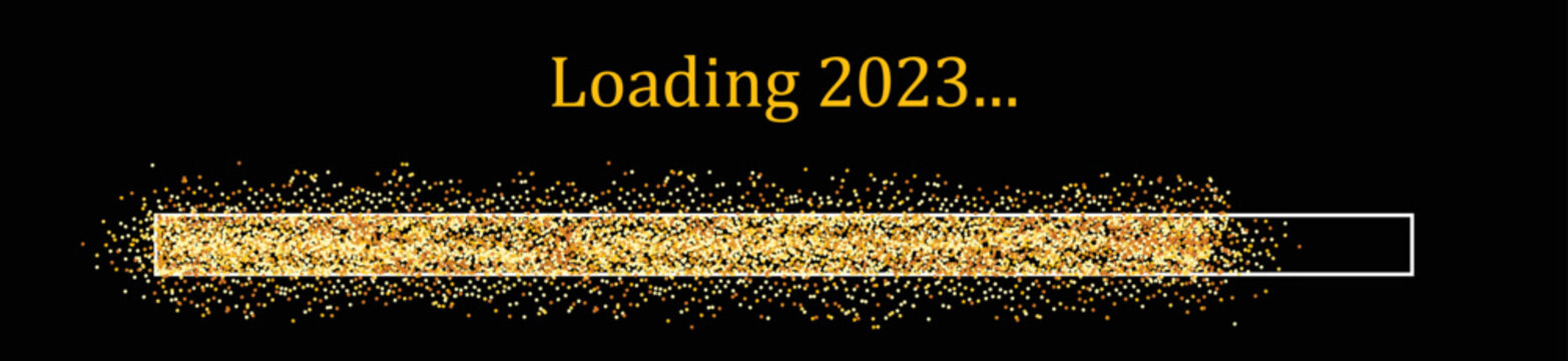 Loading 2023 (Ladebalken 2023) Vector Illustration Concept - Loading Bar 2023. Loading 2023 New Year - New Year Countdown 2023 Vector. New Year 2023 Greetings Loading.