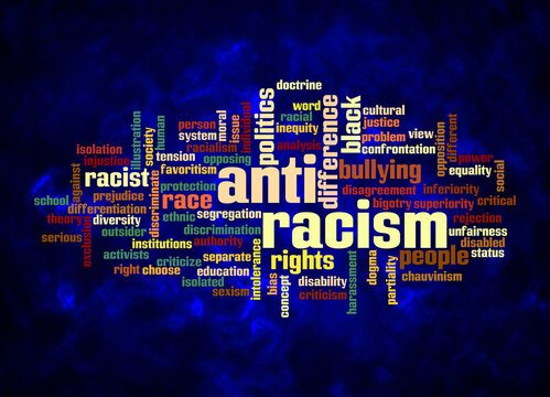 Word Cloud With ANTI RACISM Concept Create With Text Only