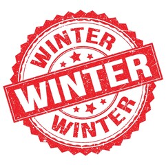 WINTER text on red round stamp sign