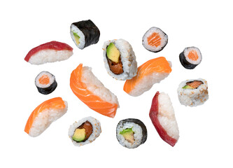 Fototapeta maki sushi falling obraz