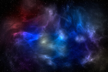 Obraz na płótnie Canvas Space background with stardust and shining stars. Realistic cosmos and color nebula. Planet and milky way. Colorful galaxy. 3d illustration
