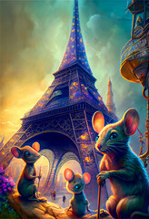 mice at the eiffel tower, generative IA