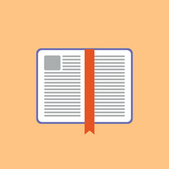 Vector illustration of book icon with bookmark.