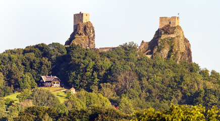 Trosky castle ruins, two towers called pana and baba