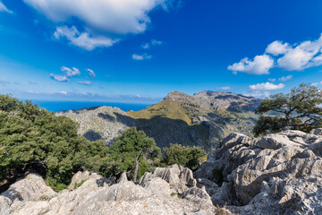Landscape, view Serra de Tramuntana, Spain Mallorca. Landscape with mountains