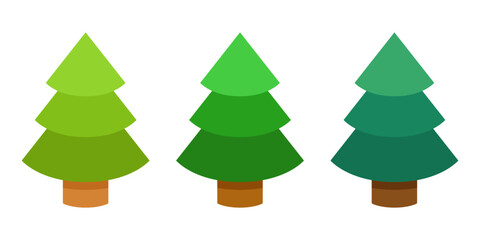 Christmas tree set. Vector clipart isolated on white background.