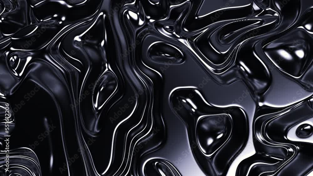 Poster grey and gold background. design. black blots made in computer graphics spreading in different direc