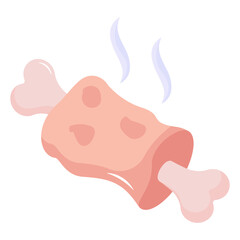 Get a flat icon of cooked meat