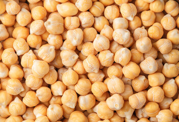 background of soaked chickpeas, top view
