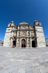 Fototapeta na wymiar Oaxaca Cathedral in Oaxaca, Mexico, taken with a fisheye lens