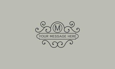 Creative logo design template and initial M. Vector illustration, elegant monogram with place for text