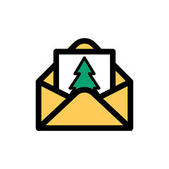 Envelope with christmas letter icon illustration, vector