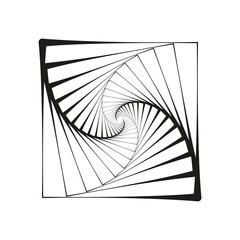 Vector icon of square swirling in spiral black color. Rectangle geometric shape.