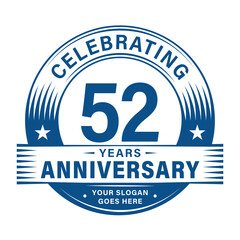 52 years anniversary celebration design template. 52nd logo. Vector and illustrations.	