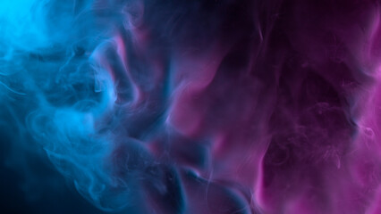 Neon atmospheric smoke, abstract background, close-up.