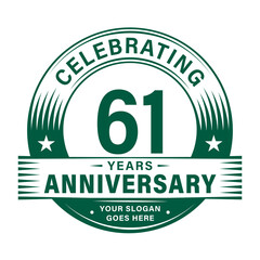 Fototapeta premium 61 years anniversary celebration design template. 61st logo. Vector and illustrations. 