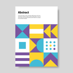 Colorful abstract geometric mural design covers design