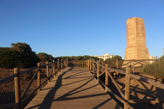 Torre ladrones, watchtower on Cabopino beach in Marbella