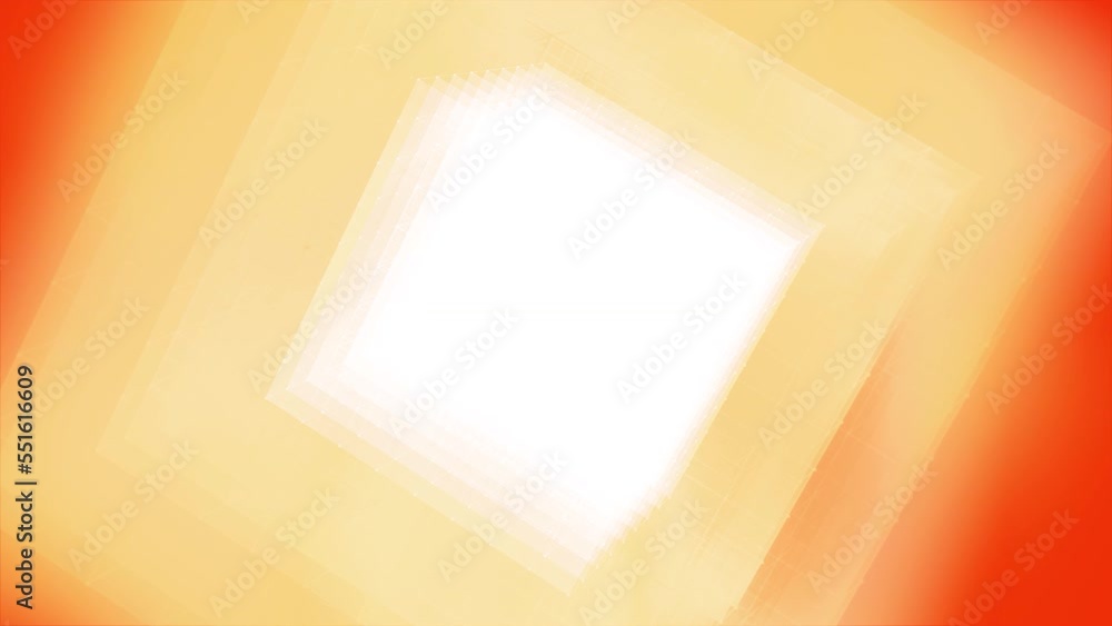 Poster unique kaleidoscopic glowing pattern with golden squared shapes. motion. bright light creating effec