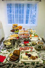 An Elegant Setup of Several Dishes for a Christmas Holiday Party