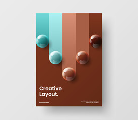 Original realistic spheres magazine cover concept. Fresh banner A4 design vector template.