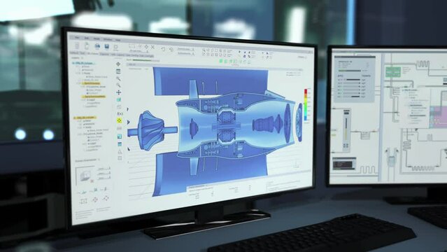 Technical program interface creates a virtual projection of the turbine mechanisms. Technical program working on the mechanisms models. Technical program constructing the complex mechanisms.