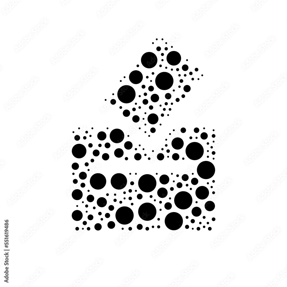 Poster a large vote symbol in the center made in pointillism style. the center symbol is filled with black 