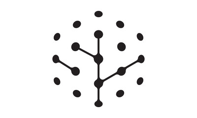 tree tech logo. creative hexagon digital connect icon vector design.
