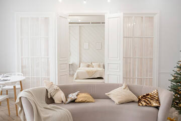 The bright interior of the room in Scandinavian style